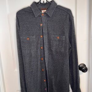 Faherty Charcoal Heather Button-Down Shirt with Orange Buttons